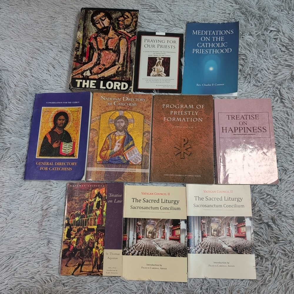 Lot of 10 Catholic Books Priesthood Treatise On Happiness And Law Liturgy